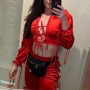 THE SATIN SHIRT in Blood Red by Laina Rauma